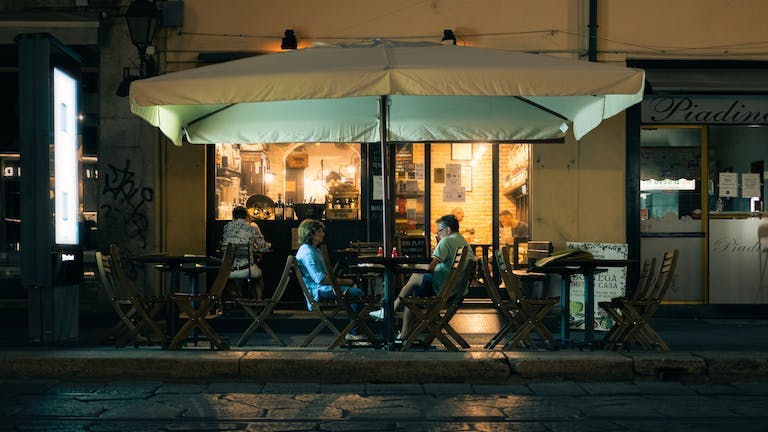 Outdoor dining in Milan, Italy