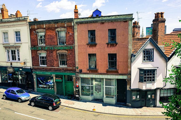 Old shops in Bristol, UK