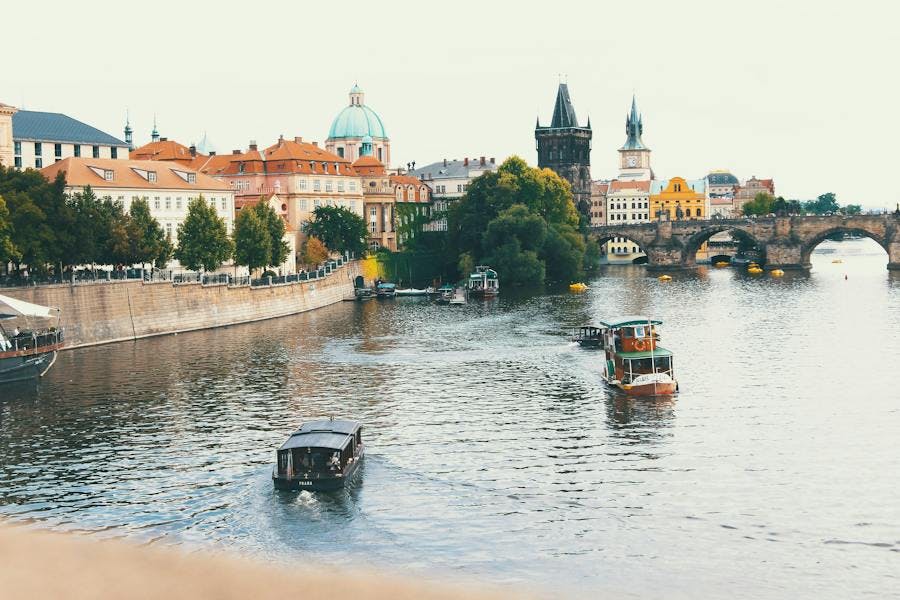 Boats on Vltava River, Prague