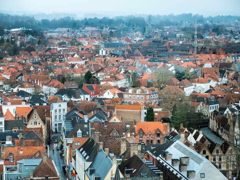 aerial view of Bruges