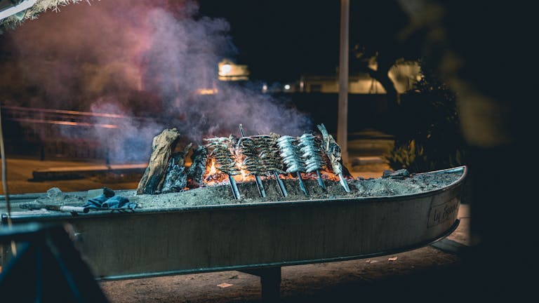 Fire-roasted sardines in Malaga