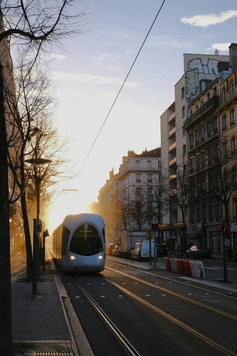 Tram on a Lyon street