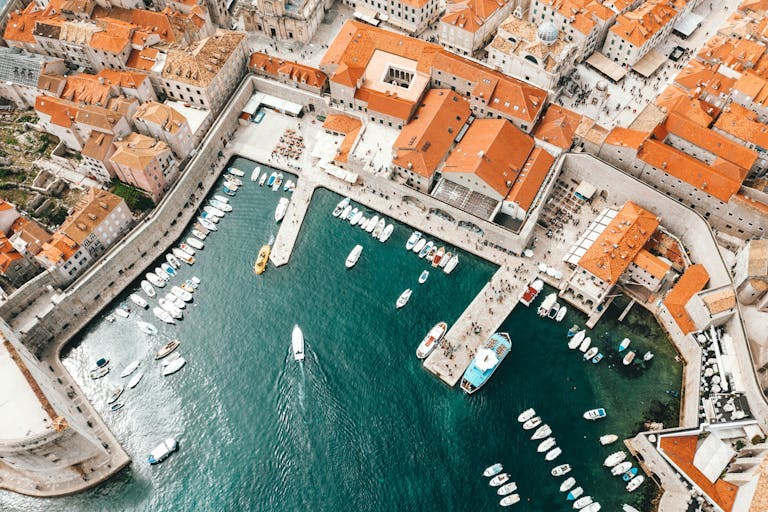 Boats in Dubrovnik Harbor, Croatia