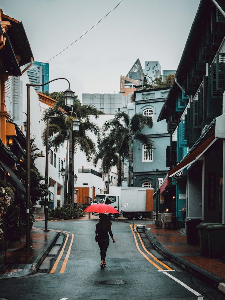 Rainy street in Singapore