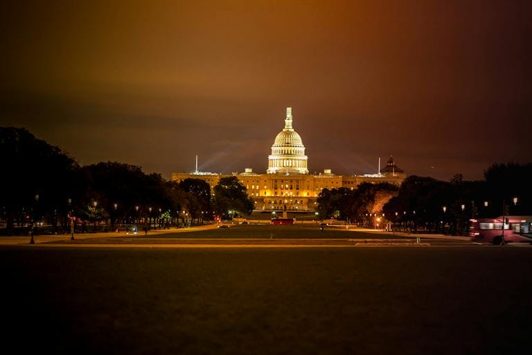 Nighttime at the Capitol Building Washington DC
