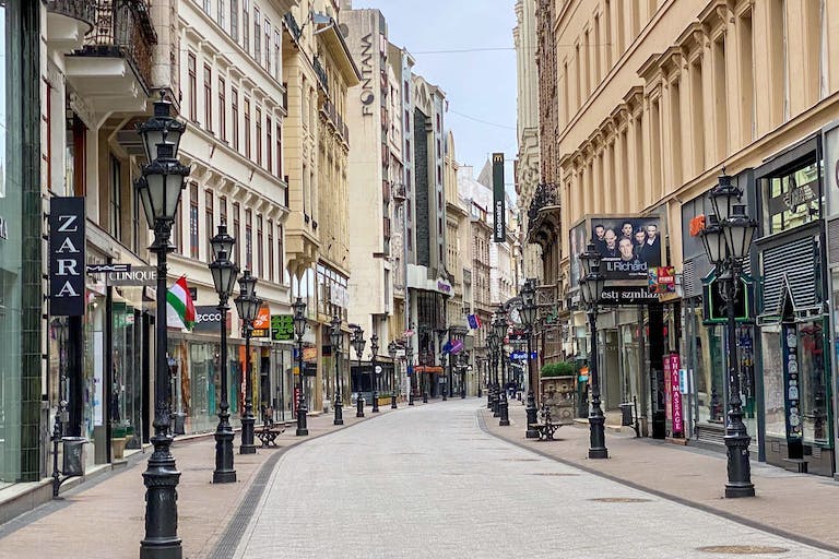 Shopping street in Budapest