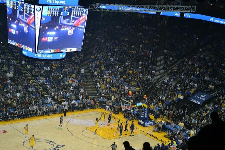 Basketball game at Oakland Coliseum, California