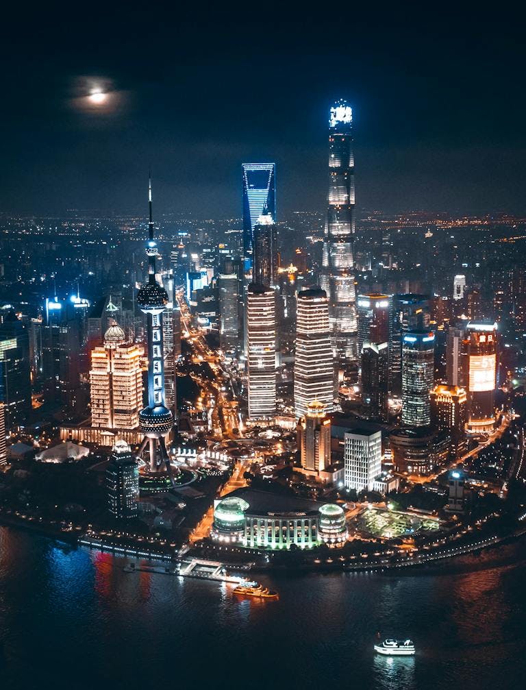 Night sky over Shanghai, China