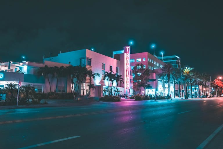 Nighttime street in Miami