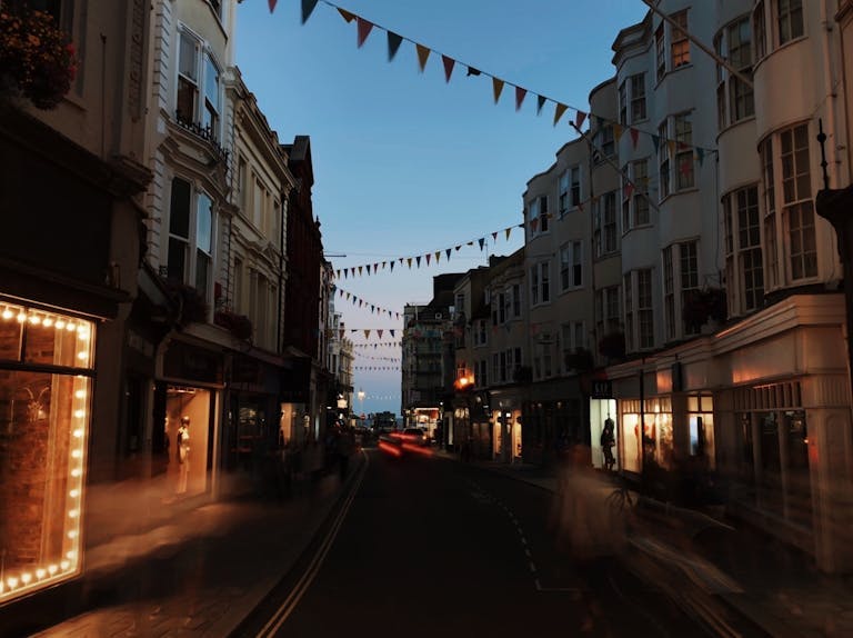 Streets of Brighton in the evening