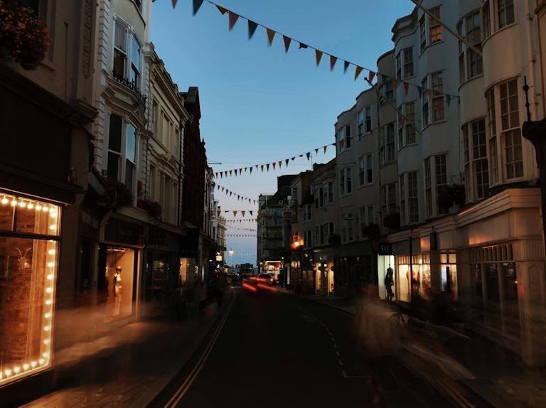 Streets of Brighton in the evening