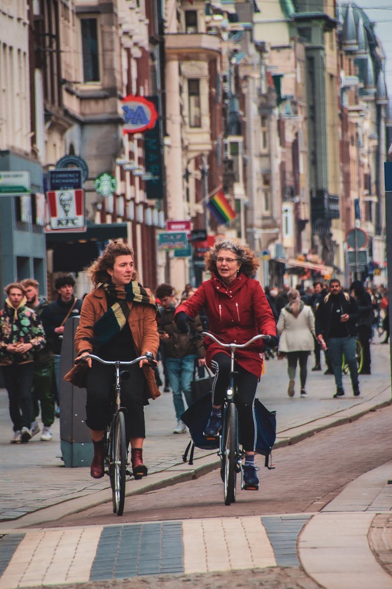 Riding bikes in Amsterdam