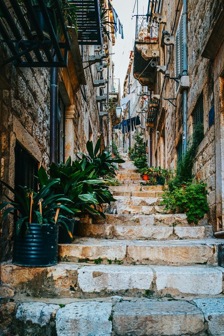 Old stone steps in Dubrovnik, Croatia