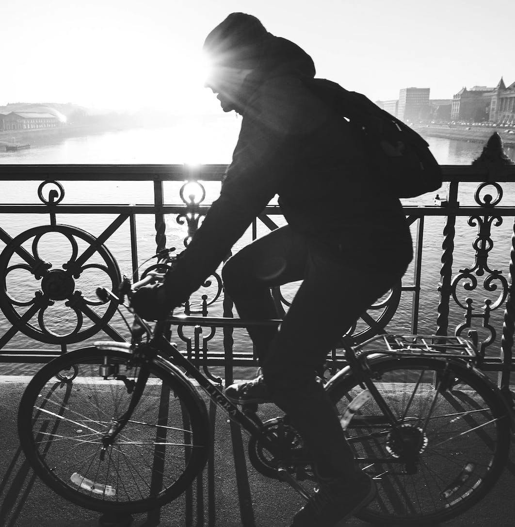 Cyclist in Budapest, Hungary, 