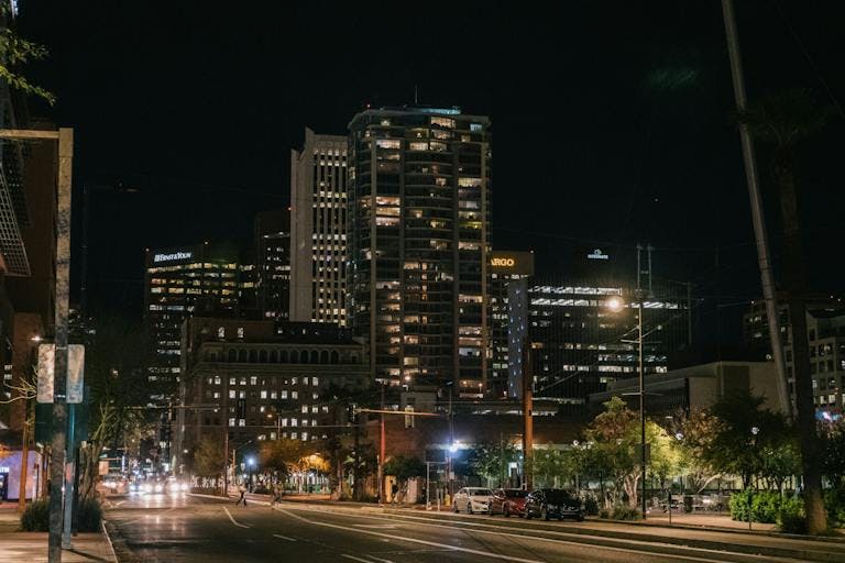 downtown Phoenix at night