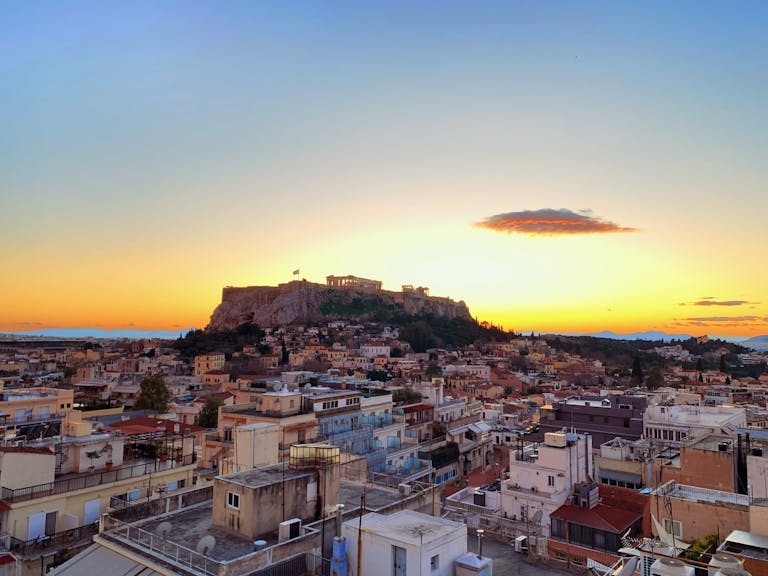 Athens, Greece at sunset