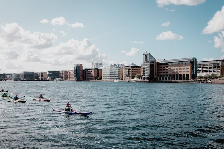 Kayaks in Copenhagen harbor, Denmark