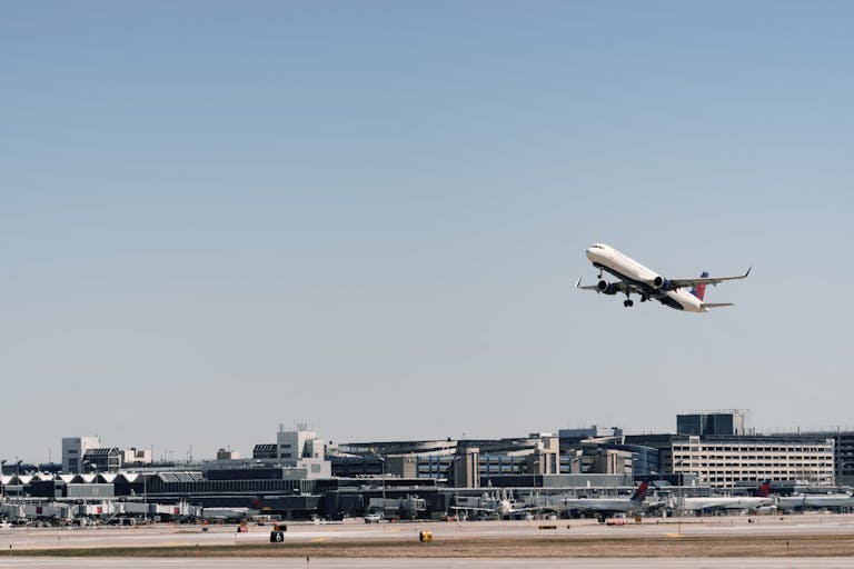 Plane taking off at Minneapolis Airport