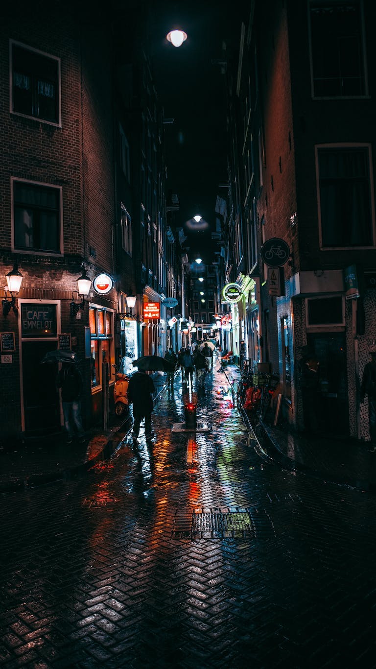 Rainy street in Amsterdam