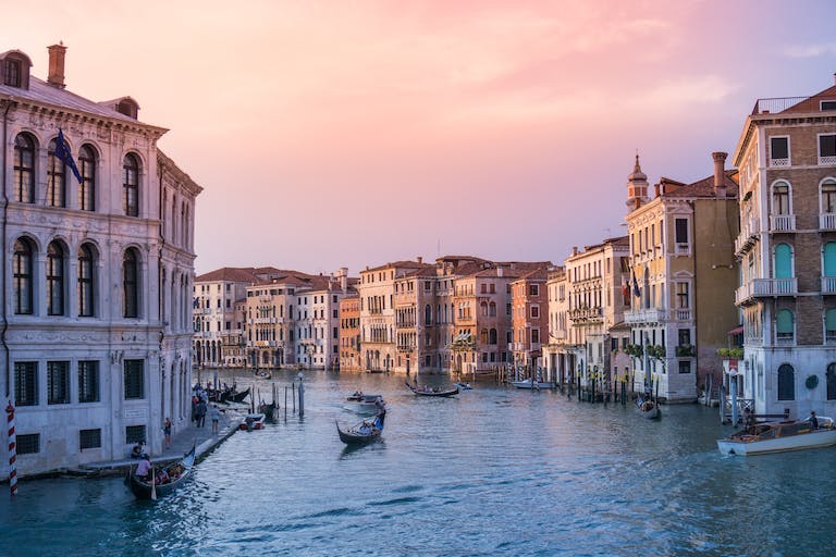 gondolas in Venice canal
