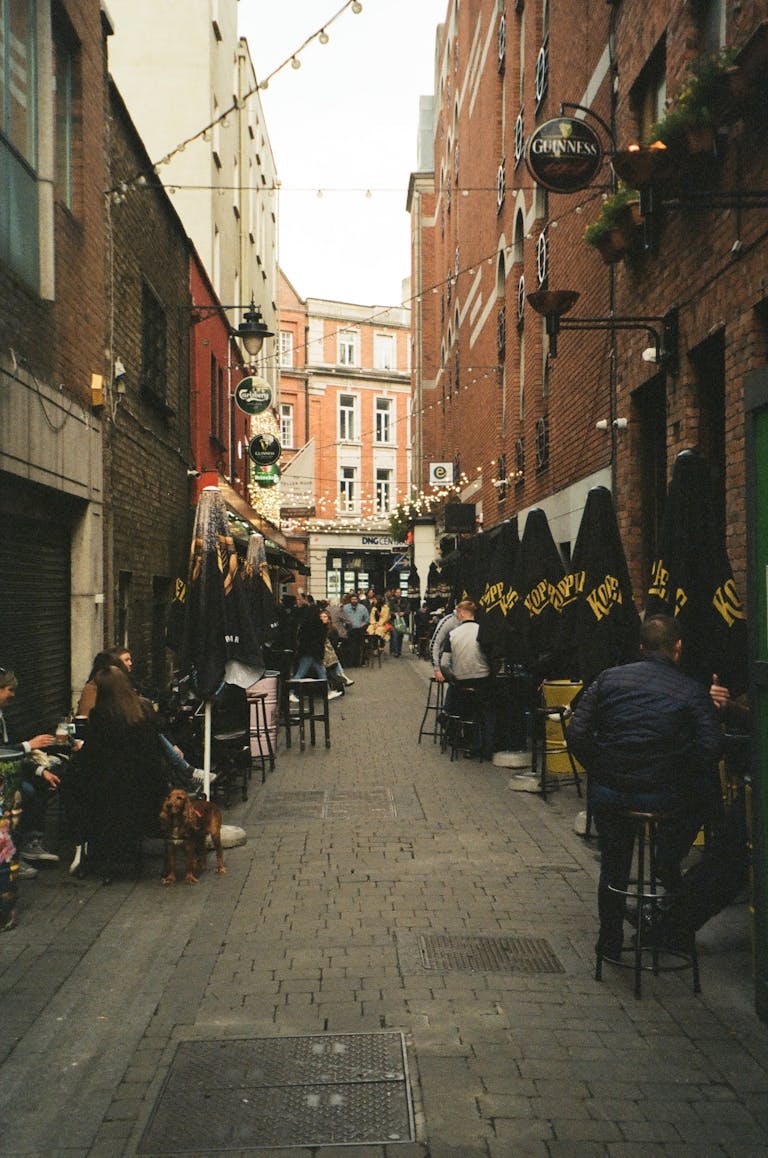 Street of restaurants in Dublin