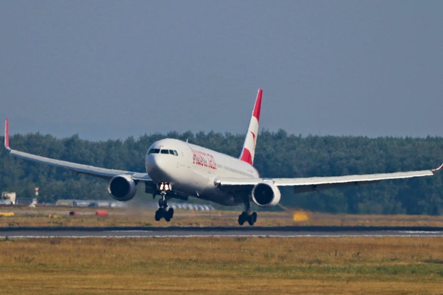 Plane taking off at Vienna Airport, Austria