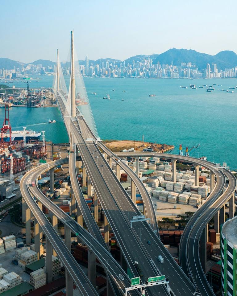 Suspension bridge in Hong Kong, China