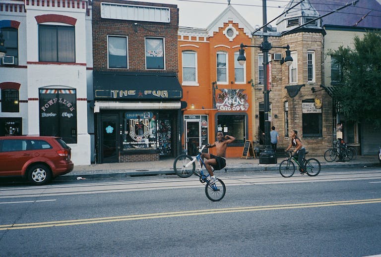 Kids riding bikes in Washington DC