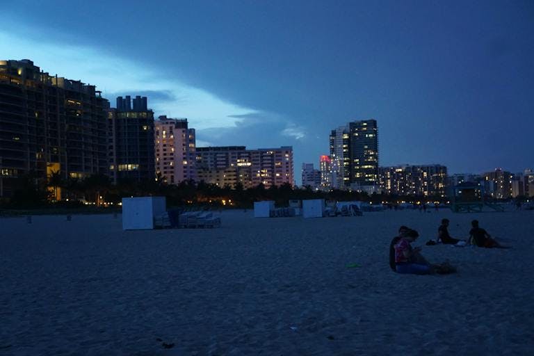 Beach in Miami at night